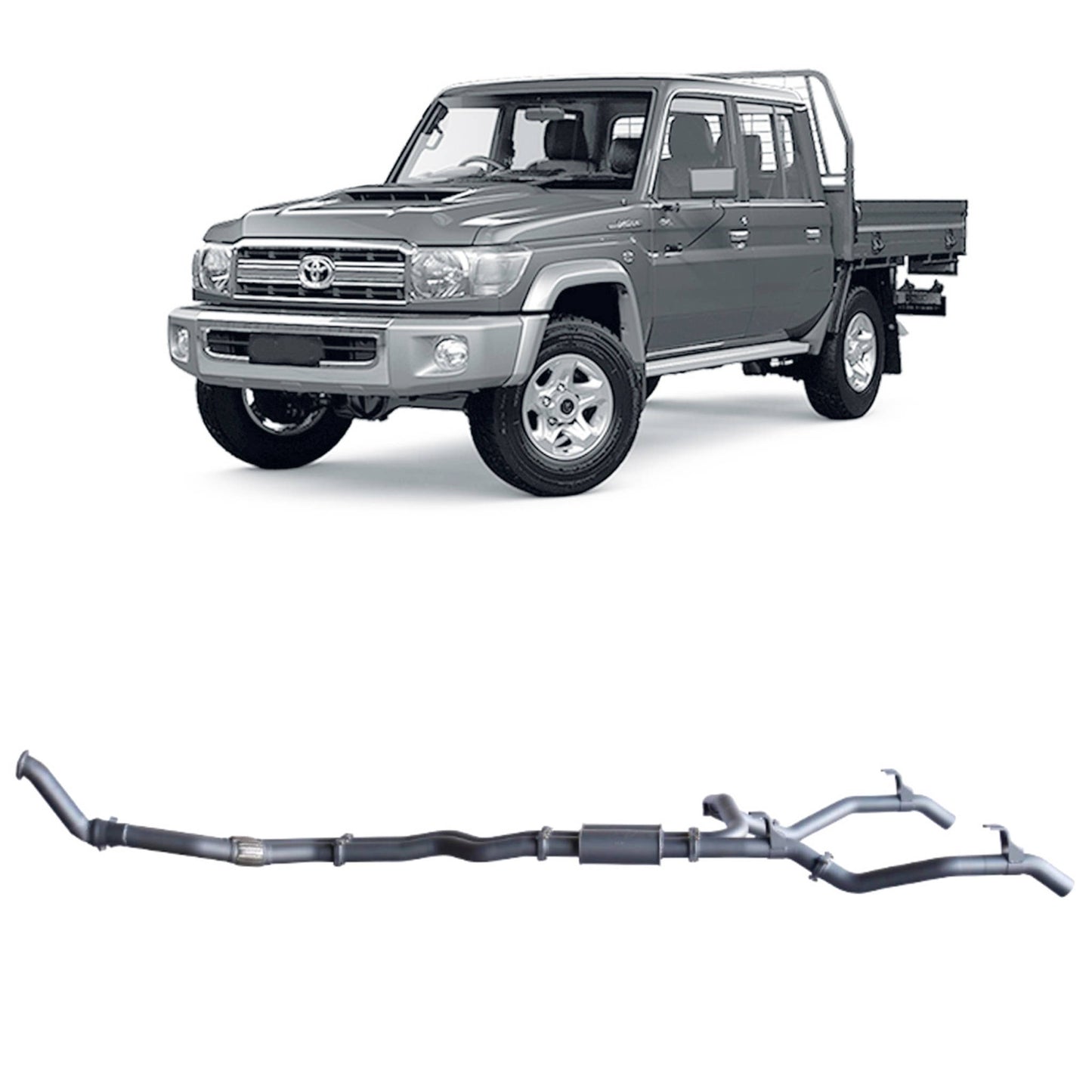 70 Series Land Cruiser Extreme Duty Twin Exhaust - 79 Series Dual Cab (10/2012 - 10/2016)