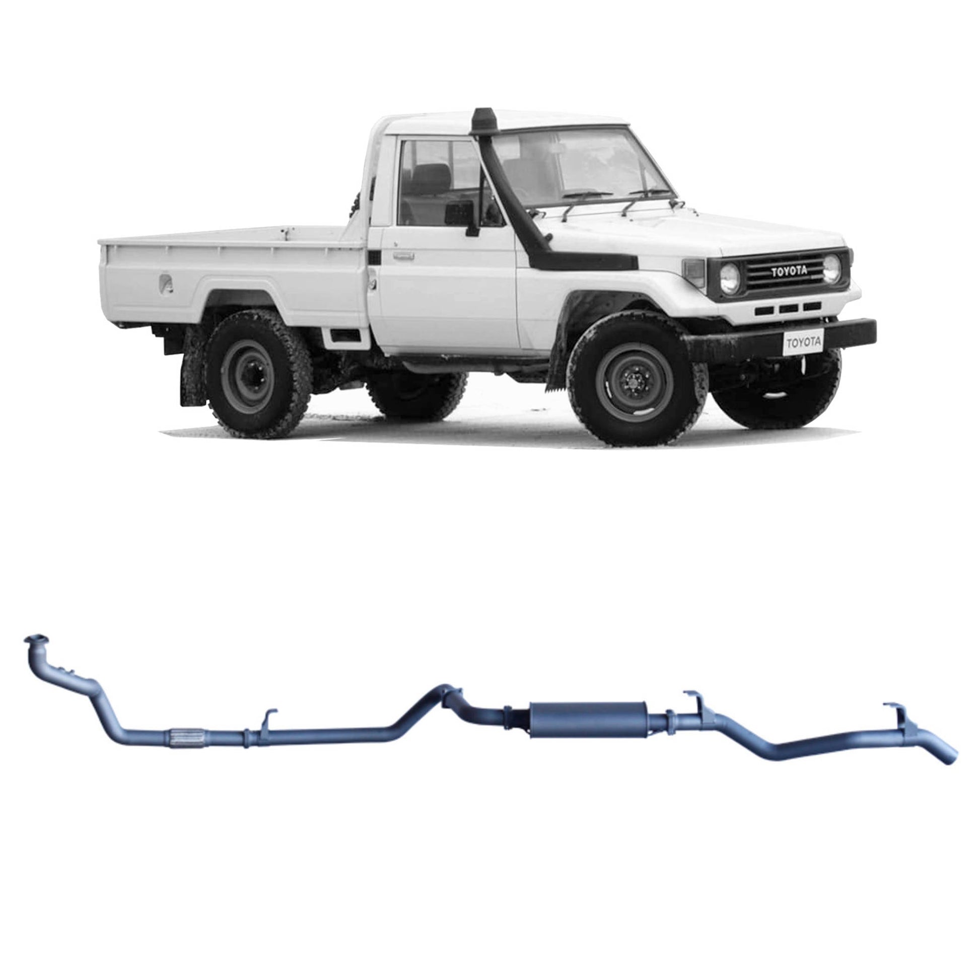 Toyota Land Cruiser Redback Extreme Duty Exhaust for Toyota Landcruiser 78 Series (01/1990 - 01/2007), Toyota Landcruiser 75 Series (03/1990 - 11/1999)