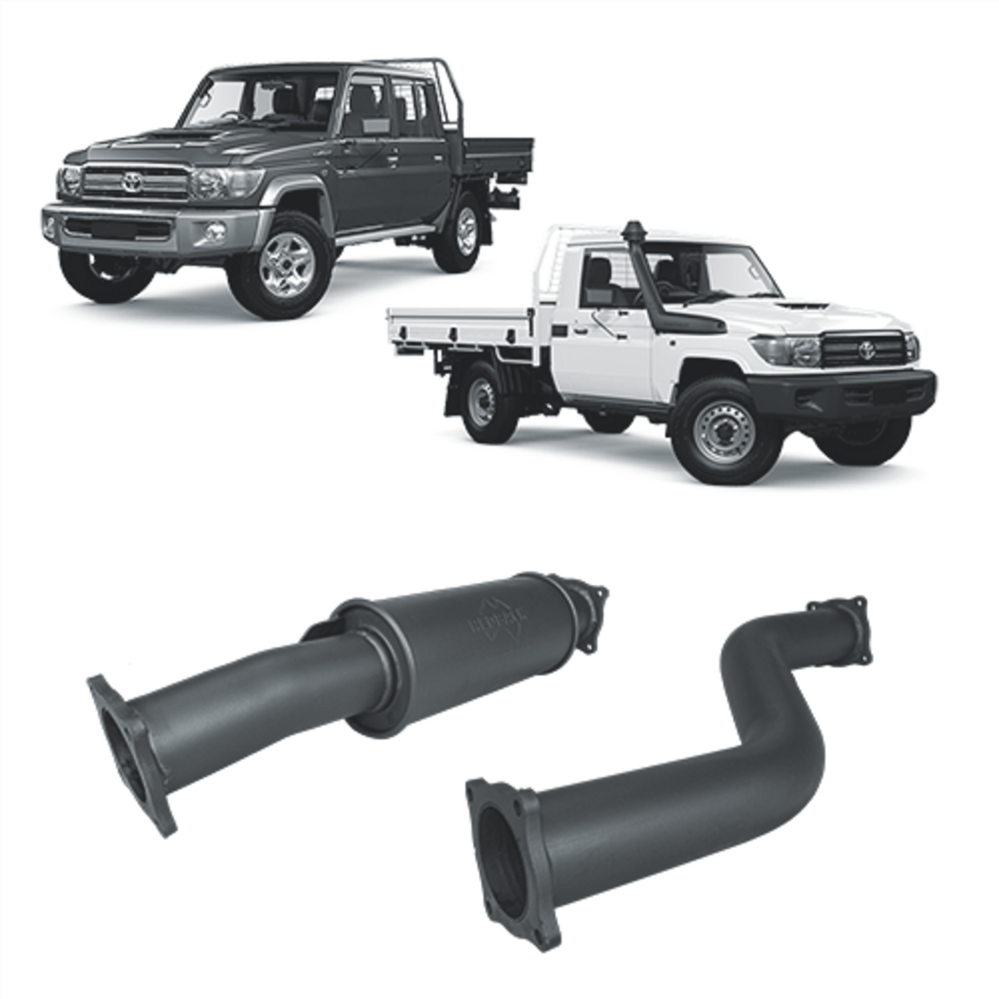 Toyota Land Cruiser Redback Extreme Duty Exhaust for Toyota Landcruiser 79 Series with Auxiliary Fuel Tank (11/2016 onwards)